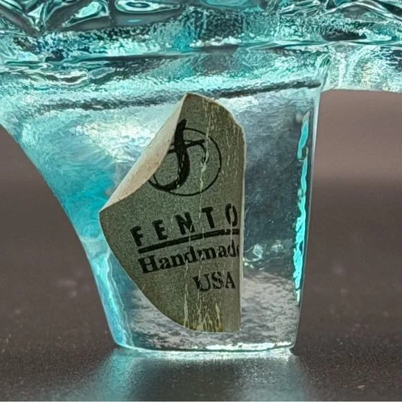 Fenton Aquamarine Blue Daisy + Button Cat Head Shoe - Marked, vintage, NO FLAWS - Picture 9 of 9